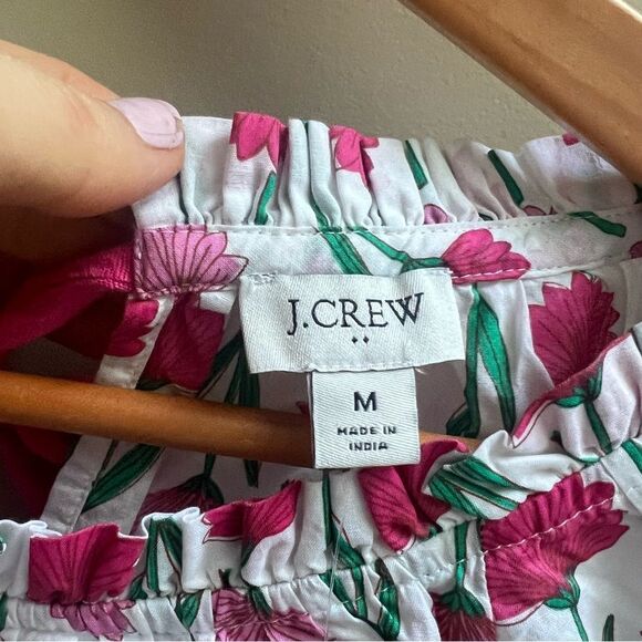 J Crew Floral Pink and Green Women's Top Sz M - Picture 5 of 6